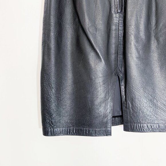 Vintage Black Leather Skirt / size 28 inch waist/ size Medium - Picture 8 of 10